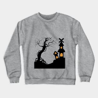 Abandoned house, scary face Crewneck Sweatshirt